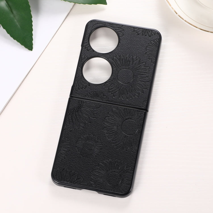 For Huawei P50 Pocket Sunflower Pattern PU+TPU+PC Shockproof Phone Case