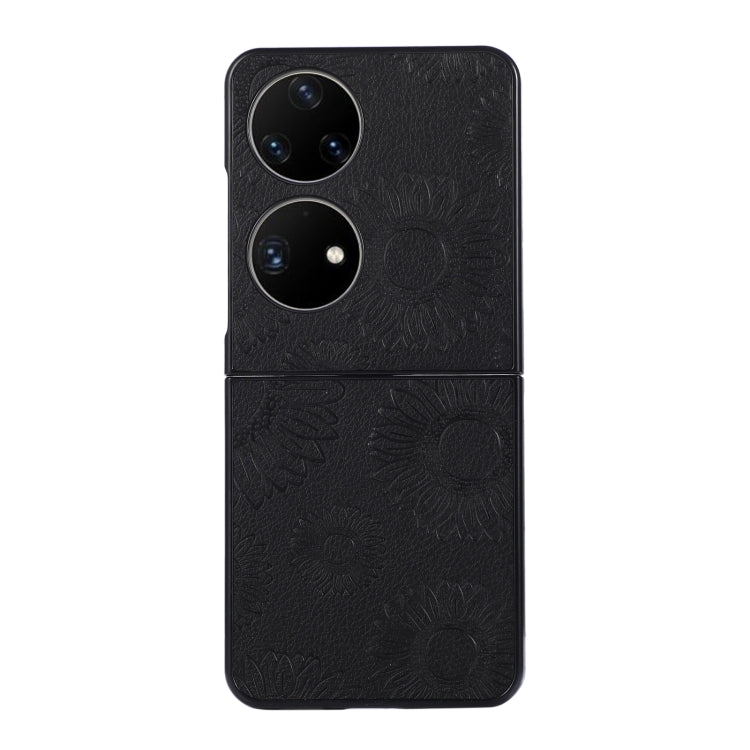 For Huawei P50 Pocket Sunflower Pattern PU+TPU+PC Shockproof Phone Case