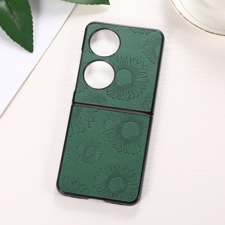 For Huawei P50 Pocket Sunflower Pattern PU+TPU+PC Shockproof Phone Case