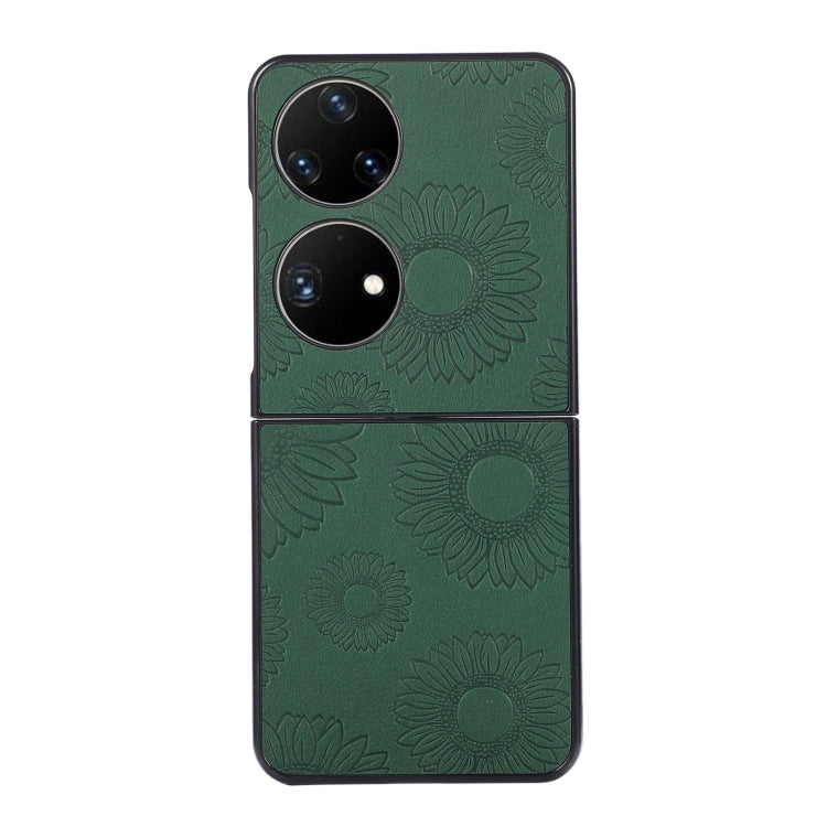 For Huawei P50 Pocket Sunflower Pattern PU+TPU+PC Shockproof Phone Case
