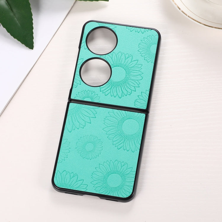For Huawei P50 Pocket Sunflower Pattern PU+TPU+PC Shockproof Phone Case