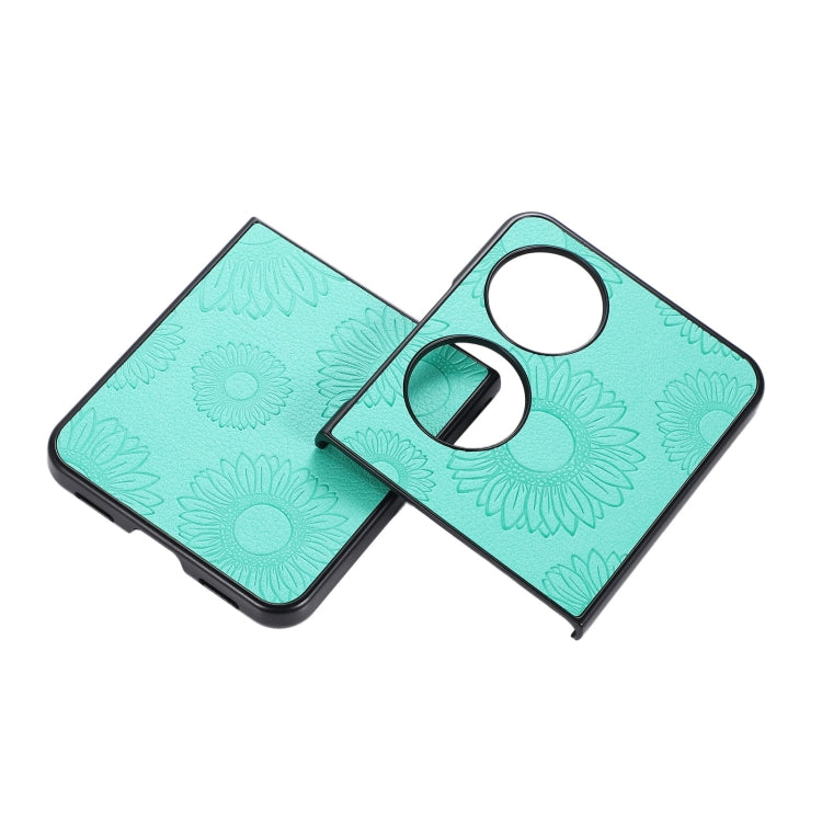 For Huawei P50 Pocket Sunflower Pattern PU+TPU+PC Shockproof Phone Case