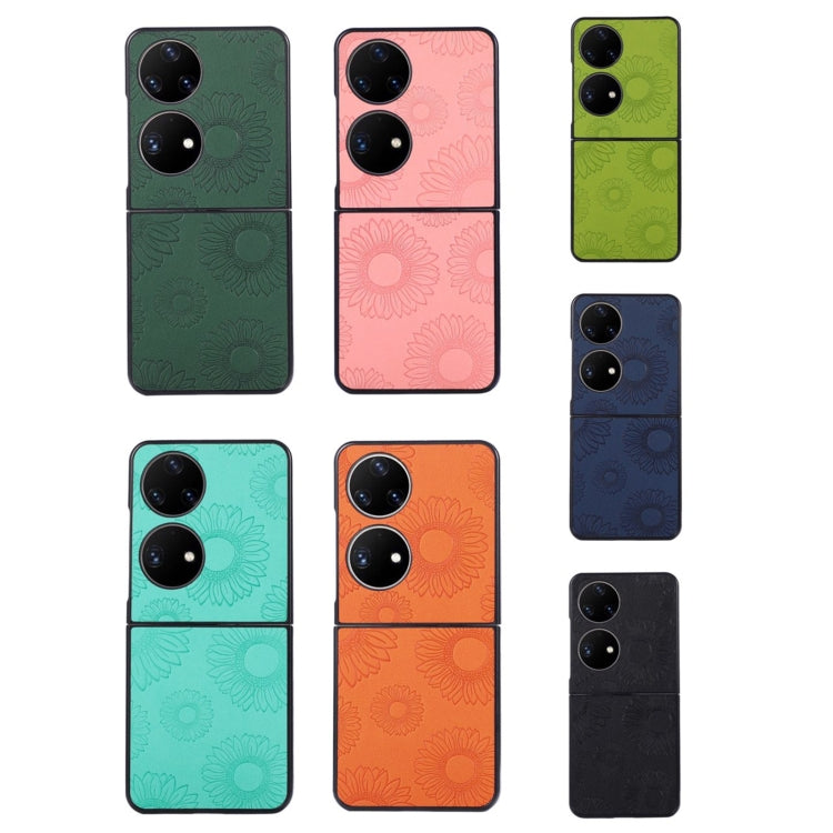 For Huawei P50 Pocket Sunflower Pattern PU+TPU+PC Shockproof Phone Case