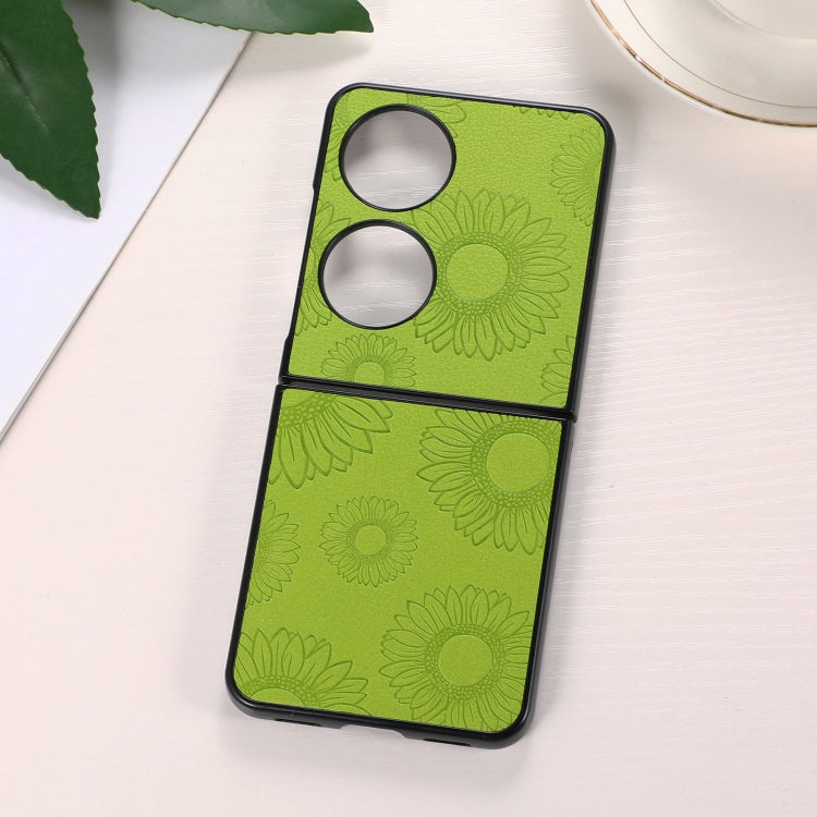 For Huawei P50 Pocket Sunflower Pattern PU+TPU+PC Shockproof Phone Case