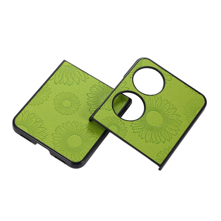 For Huawei P50 Pocket Sunflower Pattern PU+TPU+PC Shockproof Phone Case