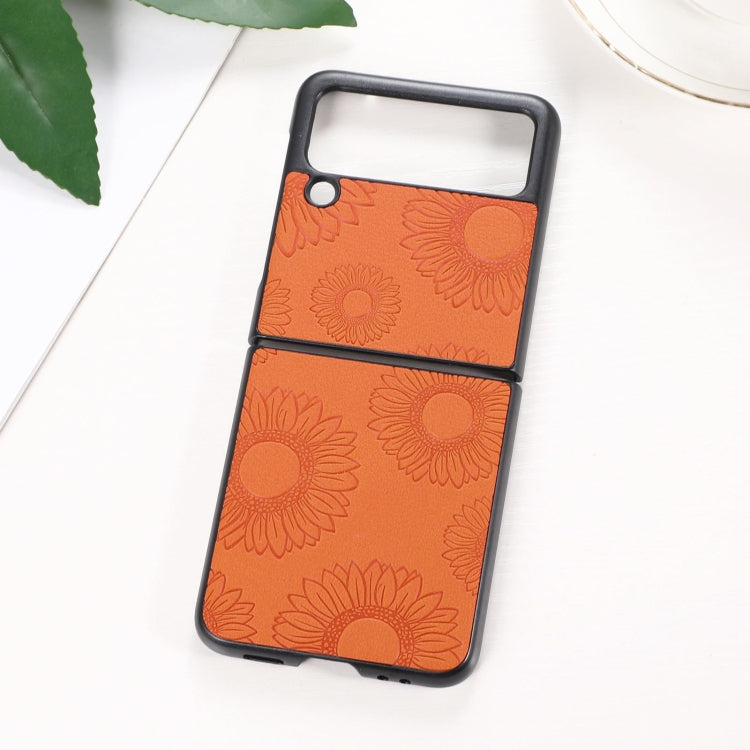 For Samsung Galaxy Z Flip3 5G Sunflower Pattern PU+TPU+PC Shockproof Phone Case