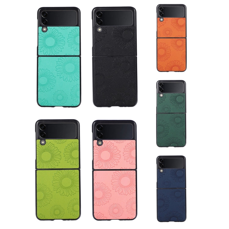 For Samsung Galaxy Z Flip3 5G Sunflower Pattern PU+TPU+PC Shockproof Phone Case