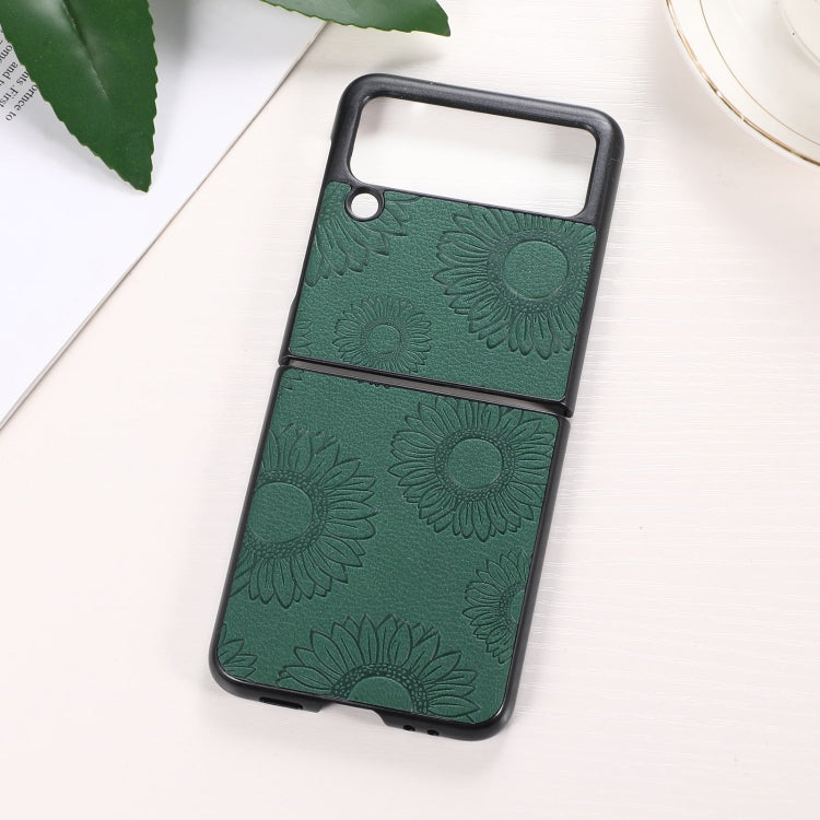 For Samsung Galaxy Z Flip3 5G Sunflower Pattern PU+TPU+PC Shockproof Phone Case
