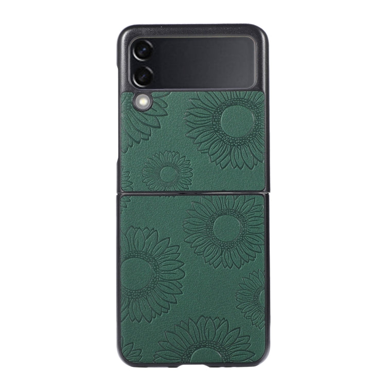 For Samsung Galaxy Z Flip3 5G Sunflower Pattern PU+TPU+PC Shockproof Phone Case