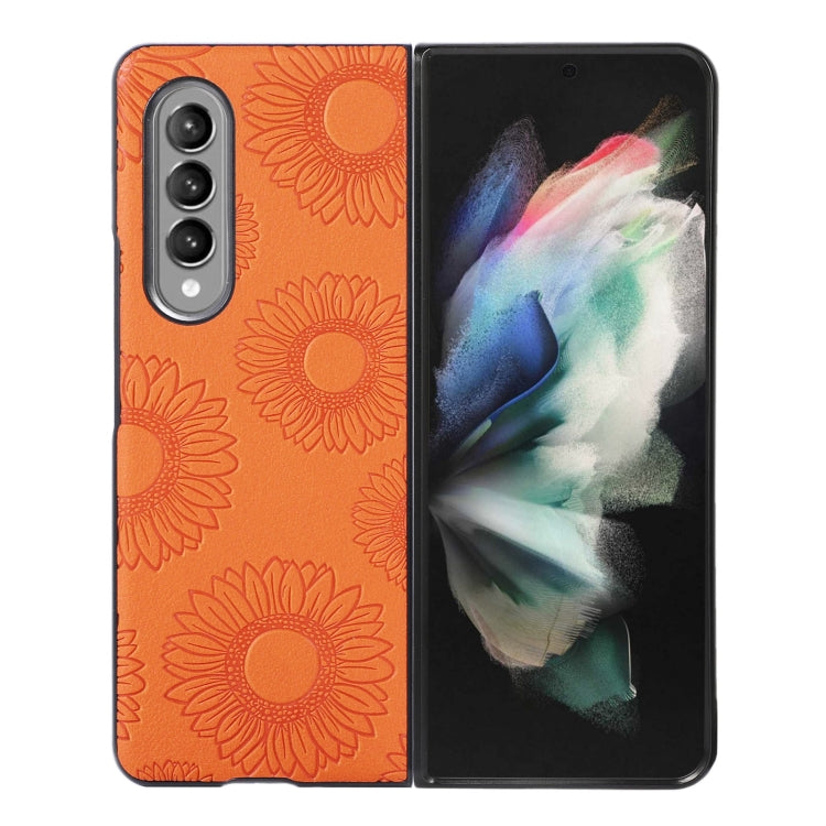 For Samsung Galaxy Z Fold3 5G Sunflower Pattern PU+TPU+PC Shockproof Phone Case
