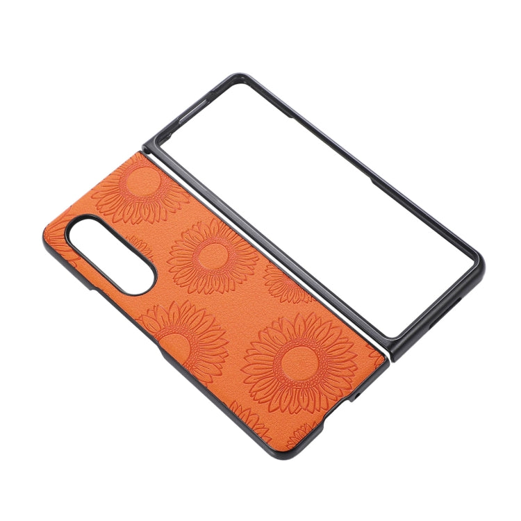 For Samsung Galaxy Z Fold3 5G Sunflower Pattern PU+TPU+PC Shockproof Phone Case