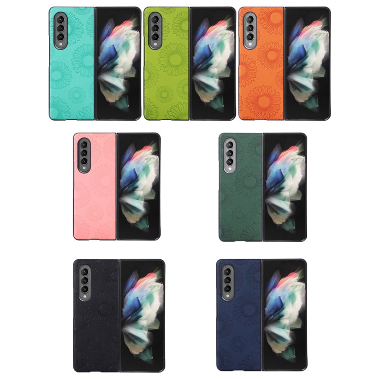 For Samsung Galaxy Z Fold3 5G Sunflower Pattern PU+TPU+PC Shockproof Phone Case