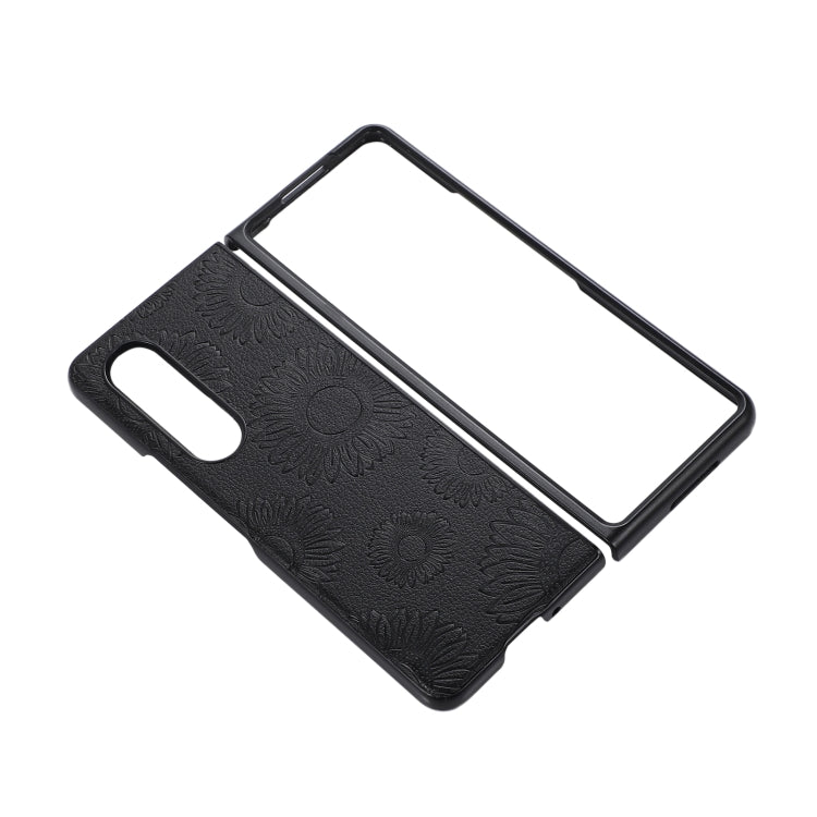 For Samsung Galaxy Z Fold3 5G Sunflower Pattern PU+TPU+PC Shockproof Phone Case
