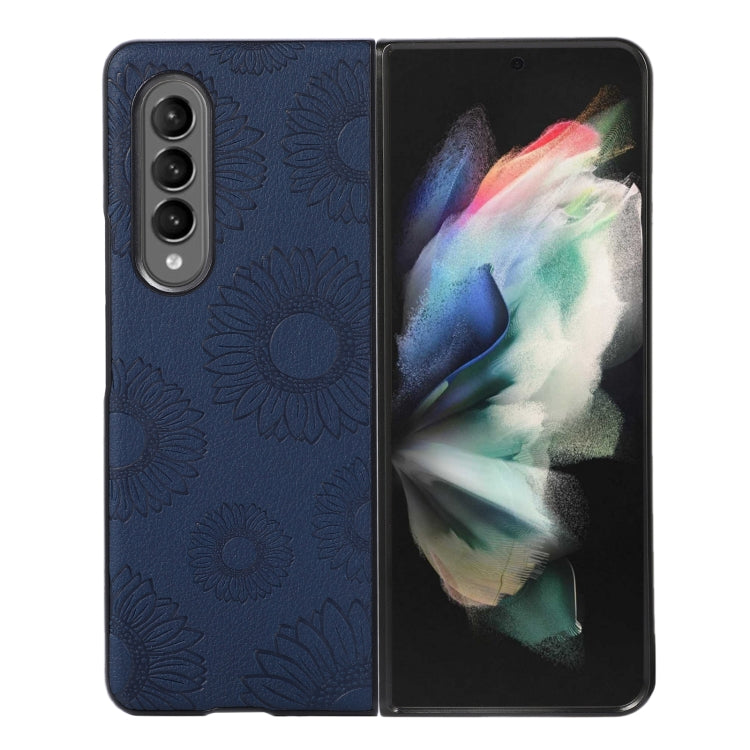 For Samsung Galaxy Z Fold3 5G Sunflower Pattern PU+TPU+PC Shockproof Phone Case