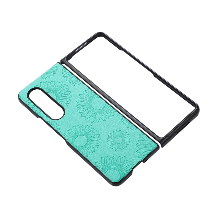 For Samsung Galaxy Z Fold3 5G Sunflower Pattern PU+TPU+PC Shockproof Phone Case