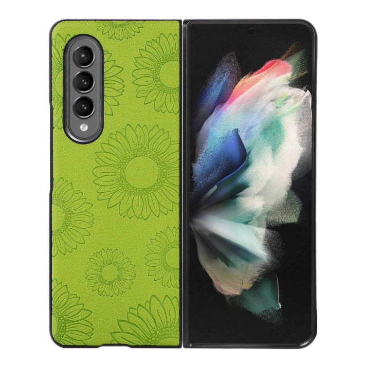 For Samsung Galaxy Z Fold3 5G Sunflower Pattern PU+TPU+PC Shockproof Phone Case