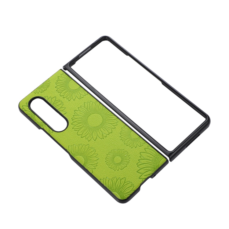 For Samsung Galaxy Z Fold3 5G Sunflower Pattern PU+TPU+PC Shockproof Phone Case