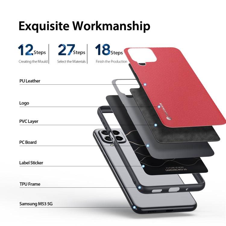 For Samsung Galaxy M53 5G DUX DUCIS Fino Series PU + TPU Phone Case(Red)