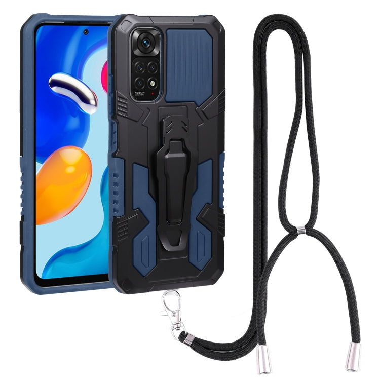 For Xiaomi Redmi Note 11S Lanyard Mecha Armor Kickstand PC + TPU Phone Case