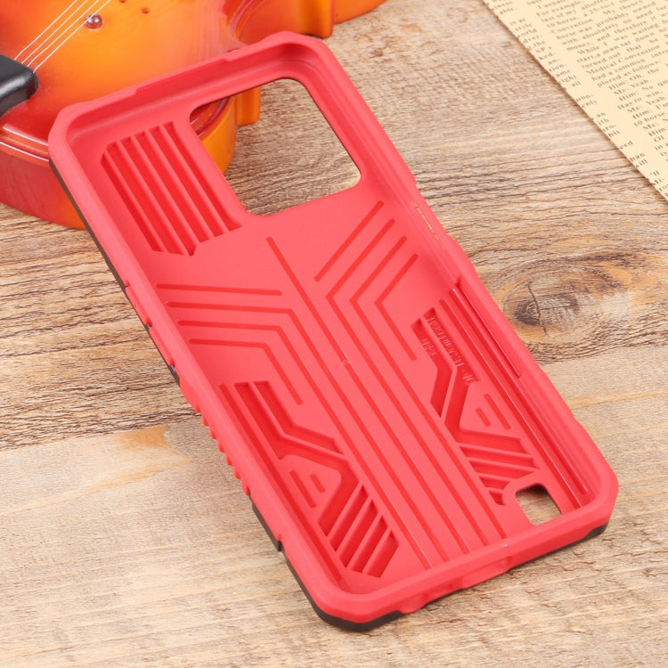 For OPPO Realme C31 Lanyard Mecha Armor Kickstand PC + TPU Phone Case