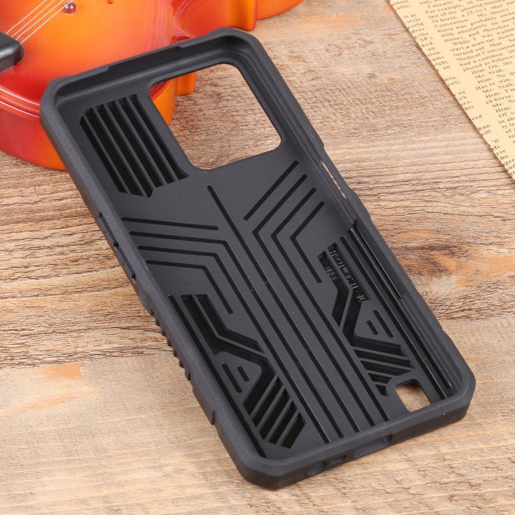 For OPPO Realme C31 Lanyard Mecha Armor Kickstand PC + TPU Phone Case