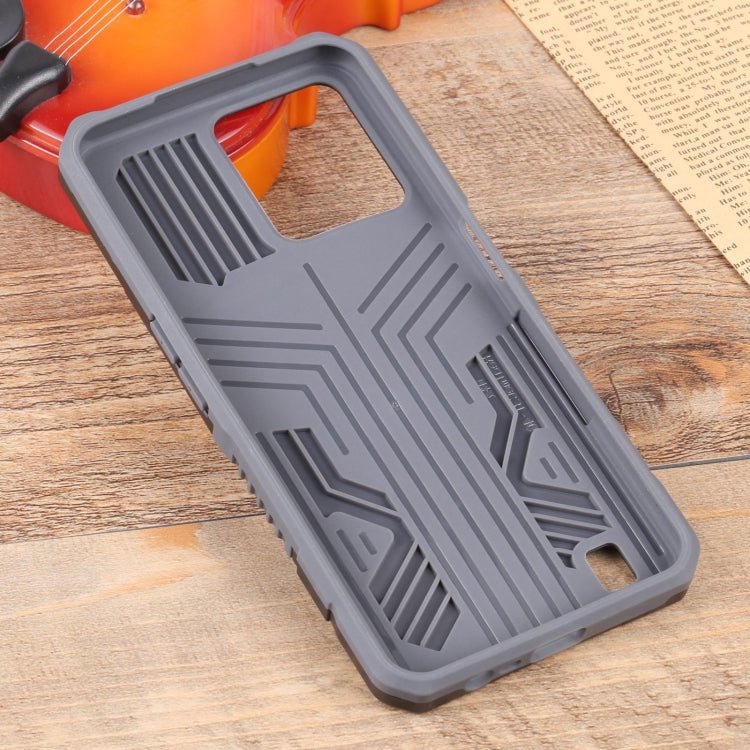 For OPPO Realme C31 Lanyard Mecha Armor Kickstand PC + TPU Phone Case