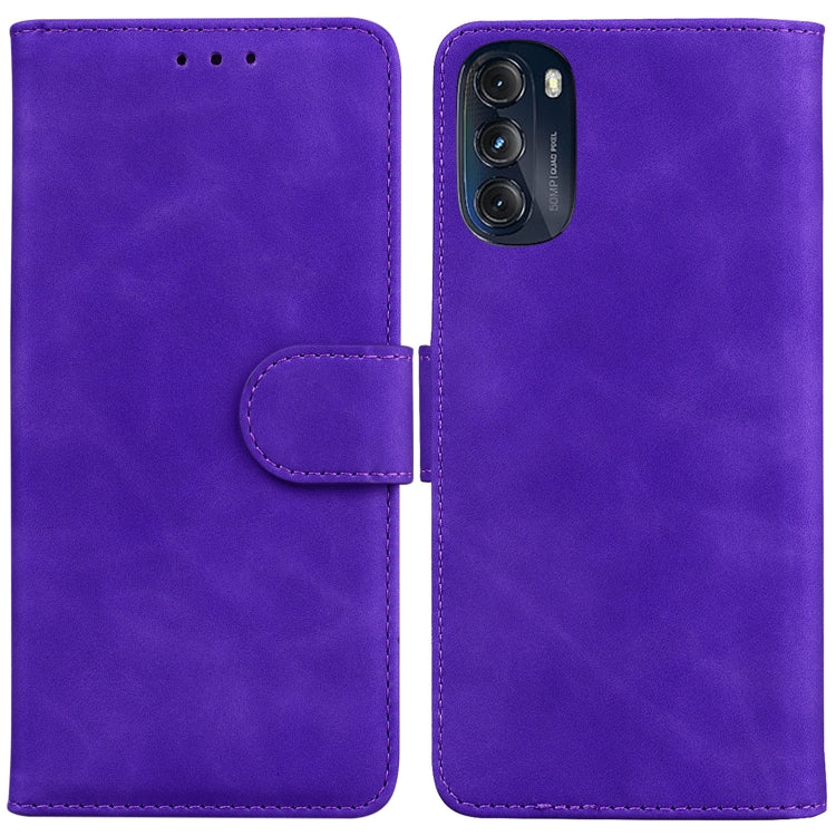 For Motorola Moto G 2022 Skin Feel Pure Color Flip Leather Phone Case
