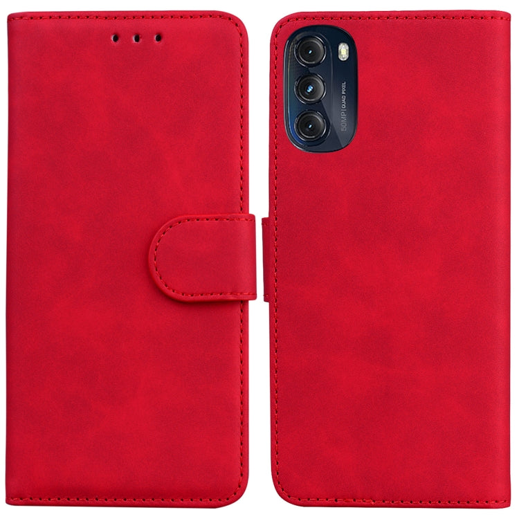 For Motorola Moto G 2022 Skin Feel Pure Color Flip Leather Phone Case