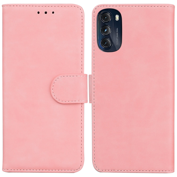 For Motorola Moto G 2022 Skin Feel Pure Color Flip Leather Phone Case