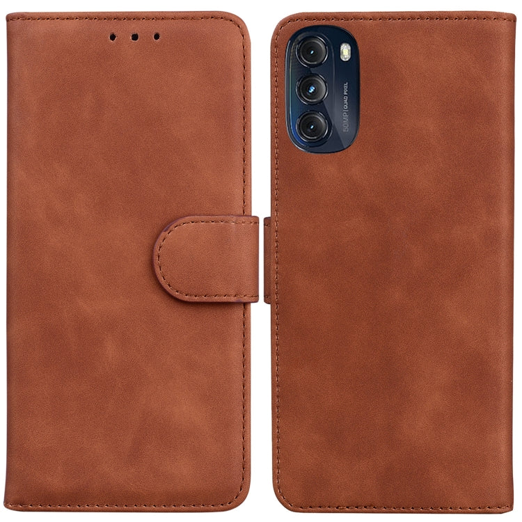 For Motorola Moto G 2022 Skin Feel Pure Color Flip Leather Phone Case