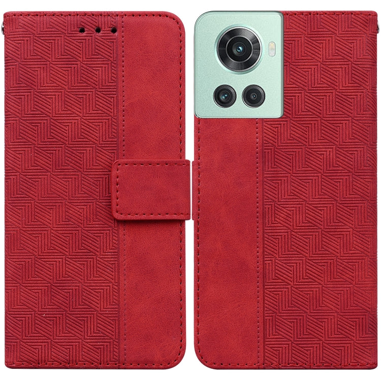 For OnePlus 10R / Ace Geometric Embossed Leather Phone Case