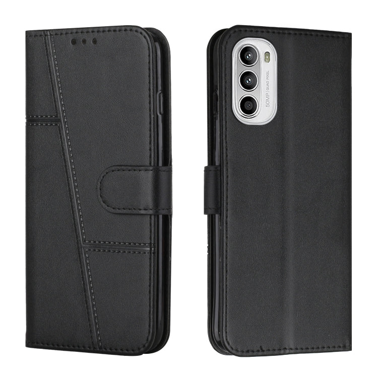 For Motorola Moto G52 Stitching Calf Texture Buckle Leather Phone Case