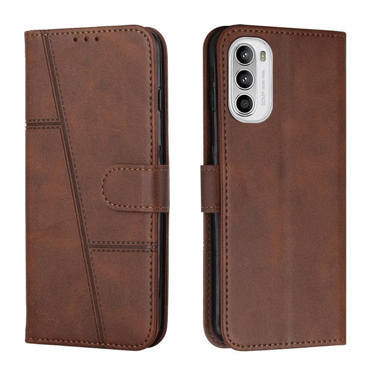 For Motorola Moto G52 Stitching Calf Texture Buckle Leather Phone Case