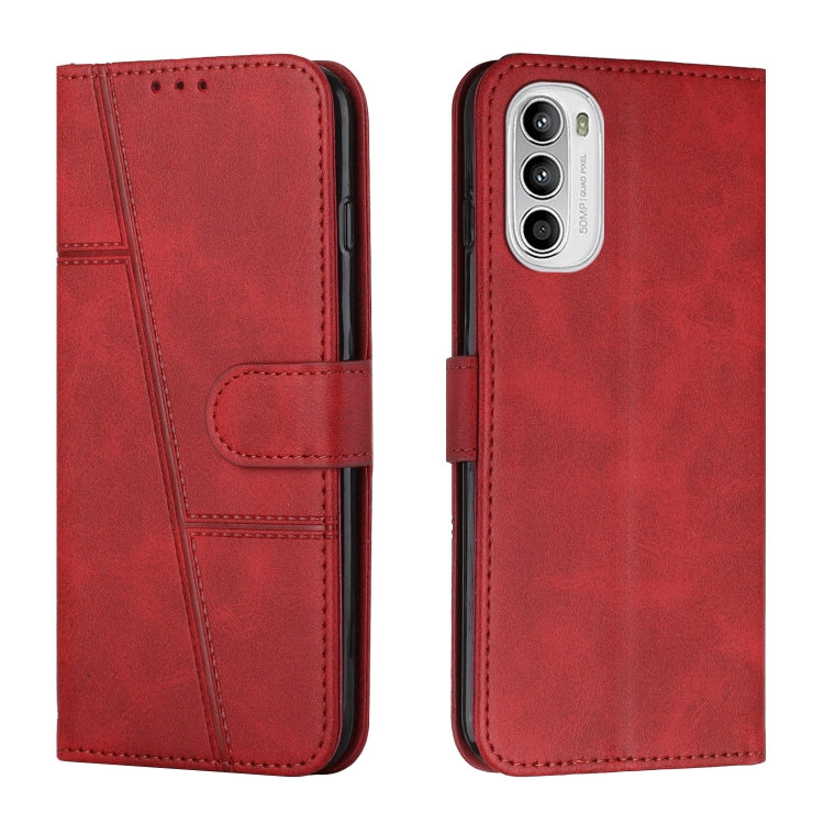 For Motorola Moto G52 Stitching Calf Texture Buckle Leather Phone Case