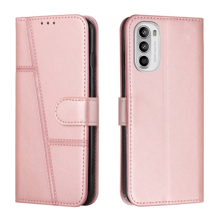 For Motorola Moto G52 Stitching Calf Texture Buckle Leather Phone Case