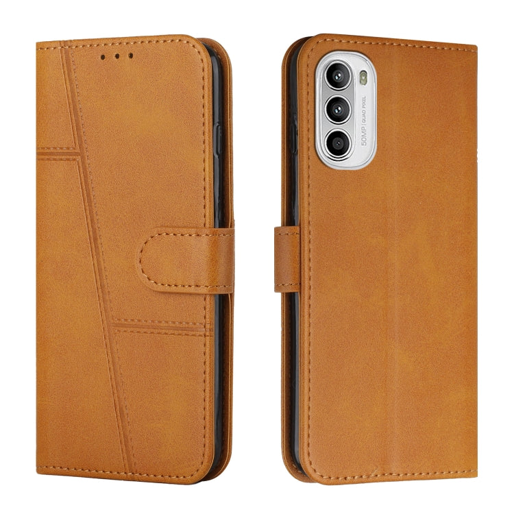 For Motorola Moto G52 Stitching Calf Texture Buckle Leather Phone Case