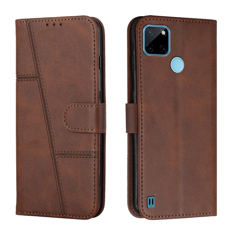 For OPPO Realme C21Y / C25Y Stitching Calf Texture Buckle Leather Phone Case