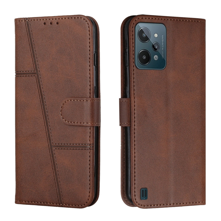 For OPPO Realme C31 4G Stitching Calf Texture Buckle Leather Phone Case