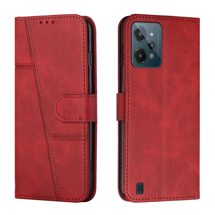 For OPPO Realme C31 4G Stitching Calf Texture Buckle Leather Phone Case
