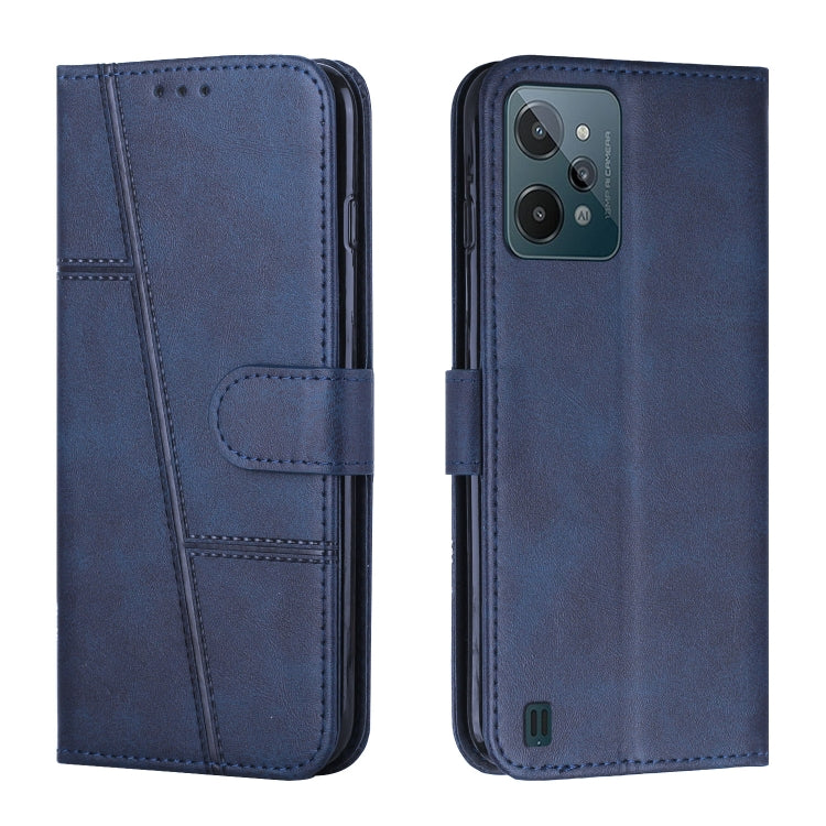 For OPPO Realme C31 4G Stitching Calf Texture Buckle Leather Phone Case