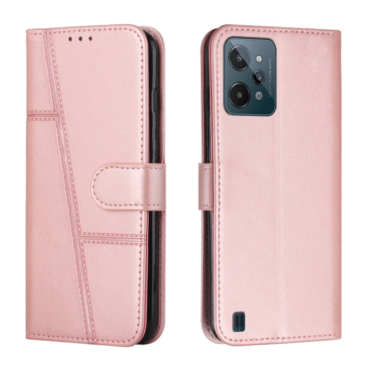 For OPPO Realme C31 4G Stitching Calf Texture Buckle Leather Phone Case
