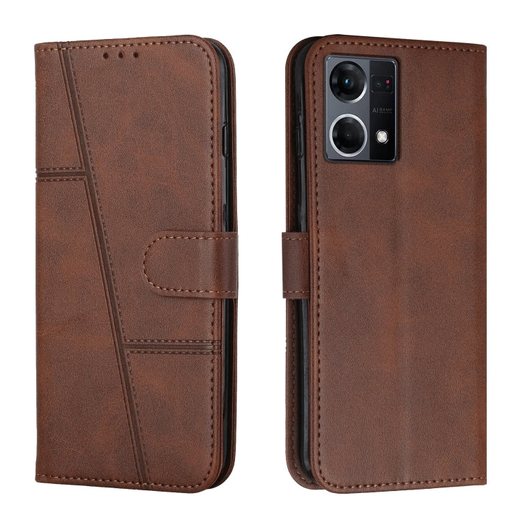 For OPPO Reno7 4G Global / F21 Pro 4G Stitching Calf Texture Buckle Leather Phone Case