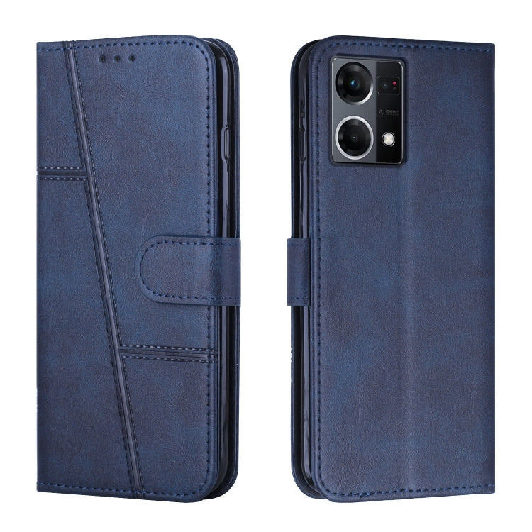 For OPPO Reno7 4G Global / F21 Pro 4G Stitching Calf Texture Buckle Leather Phone Case