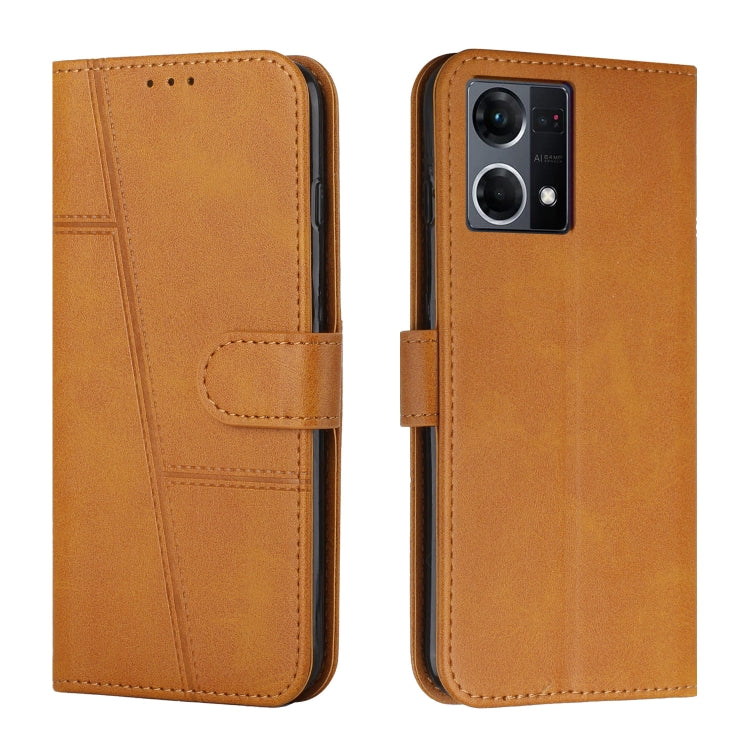 For OPPO Reno7 4G Global / F21 Pro 4G Stitching Calf Texture Buckle Leather Phone Case