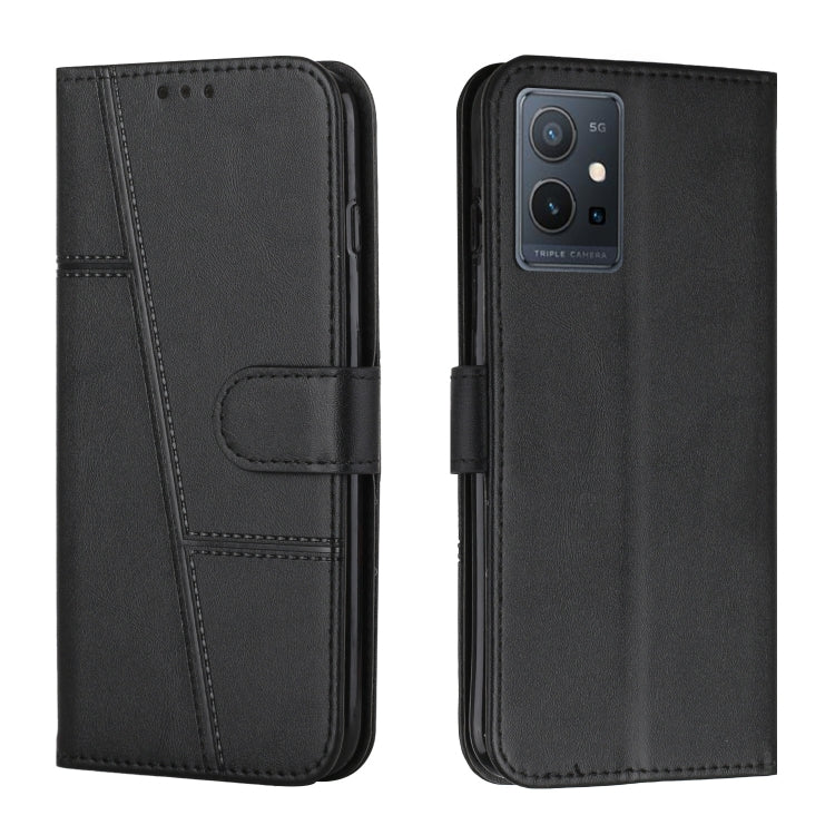 For vivo T1 5G India/Y75 5G Global/Y55 5G Global/Y33S 5G CN/iQOO Z6/iQOO U5 Stitching Calf Texture Buckle Leather Phone Case