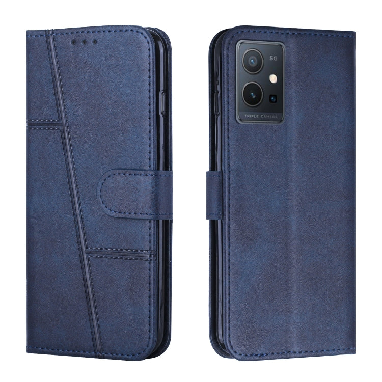 For vivo T1 5G India/Y75 5G Global/Y55 5G Global/Y33S 5G CN/iQOO Z6/iQOO U5 Stitching Calf Texture Buckle Leather Phone Case