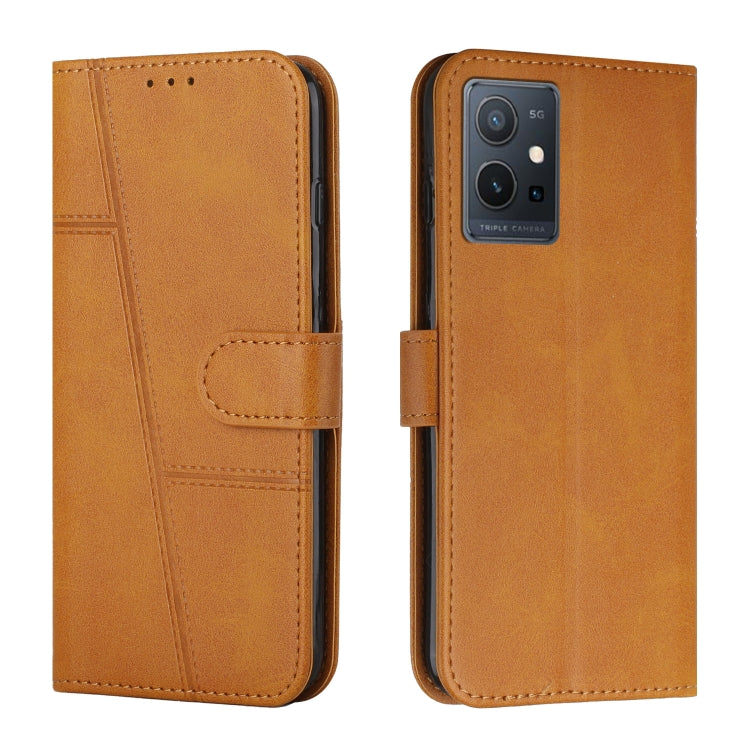 For vivo T1 5G India/Y75 5G Global/Y55 5G Global/Y33S 5G CN/iQOO Z6/iQOO U5 Stitching Calf Texture Buckle Leather Phone Case