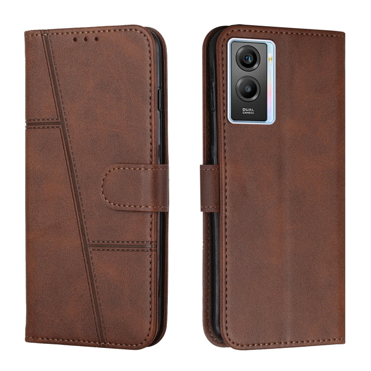 For vivo Y55s 5G Stitching Calf Texture Buckle Leather Phone Case