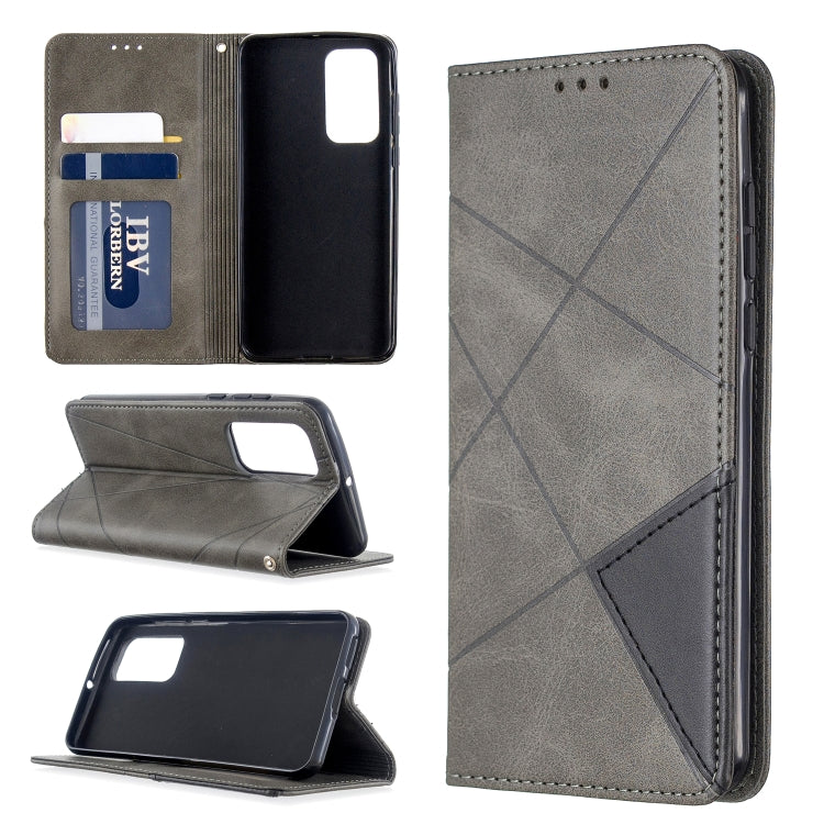 For Huawei P40 Rhombus Texture Horizontal Flip Magnetic Leather Case with Holder & Card Slots & Wallet