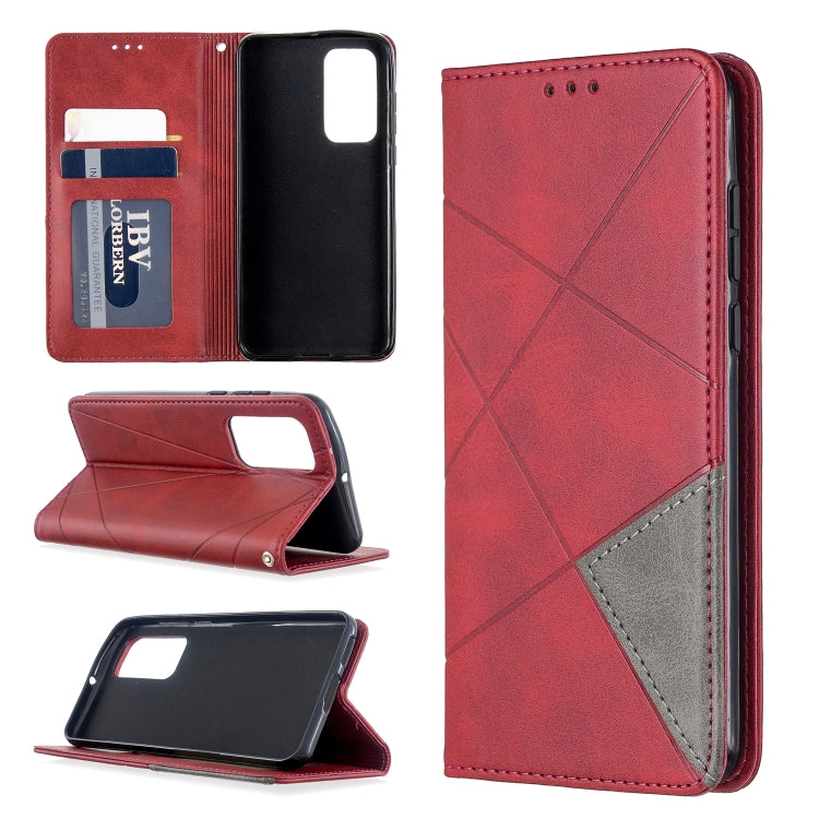 For Huawei P40 Rhombus Texture Horizontal Flip Magnetic Leather Case with Holder & Card Slots & Wallet